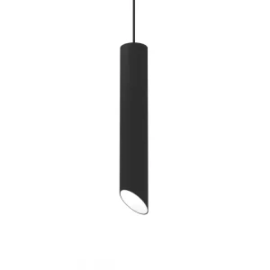 Luminaire de plafond design contemporain ROND COUPÈ Suspension, 1x GU10, max 33W, métal, noir mat/blanc, D.6cm x H30cm