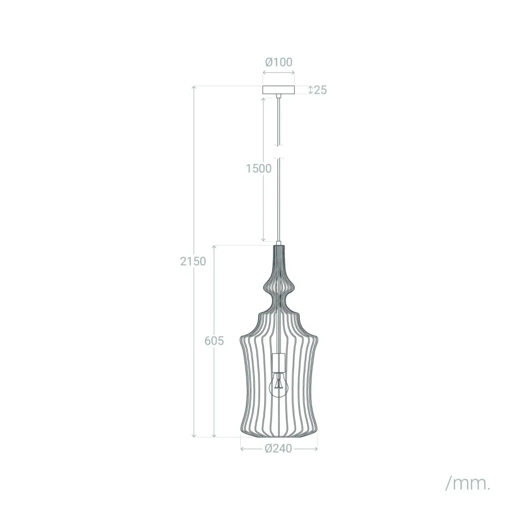 Luminaire de plafond design contemporain Suspension Elina en métal avec éclairage LED intégré