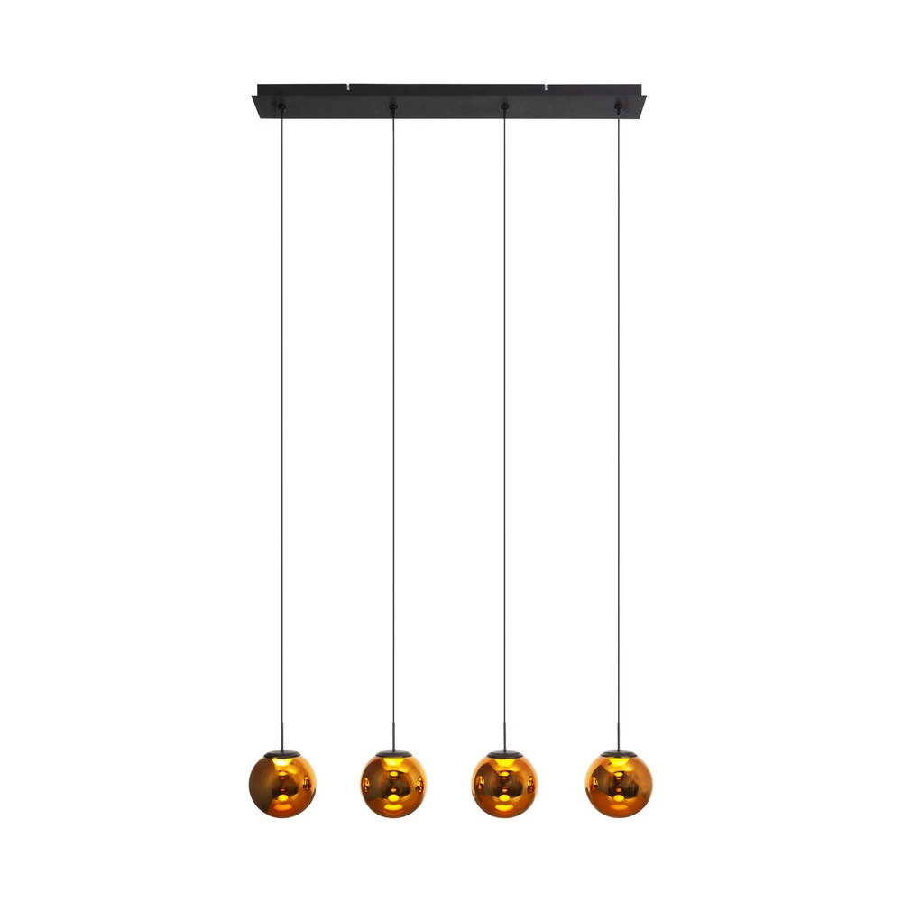 Luminaire de plafond design contemporain Suspension LED Altaïr ambre à 4 lampes verre 3.000 K