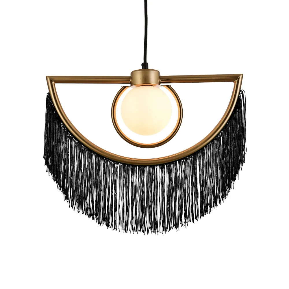 Luminaire de plafond design contemporain Suspension en métal Dalila dotée de franges avec éclairage LED
