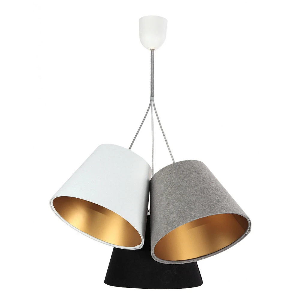 Luminaire de plafond design contemporain Suspension Zsofia à 3 lampes blanc/gris/noir/or