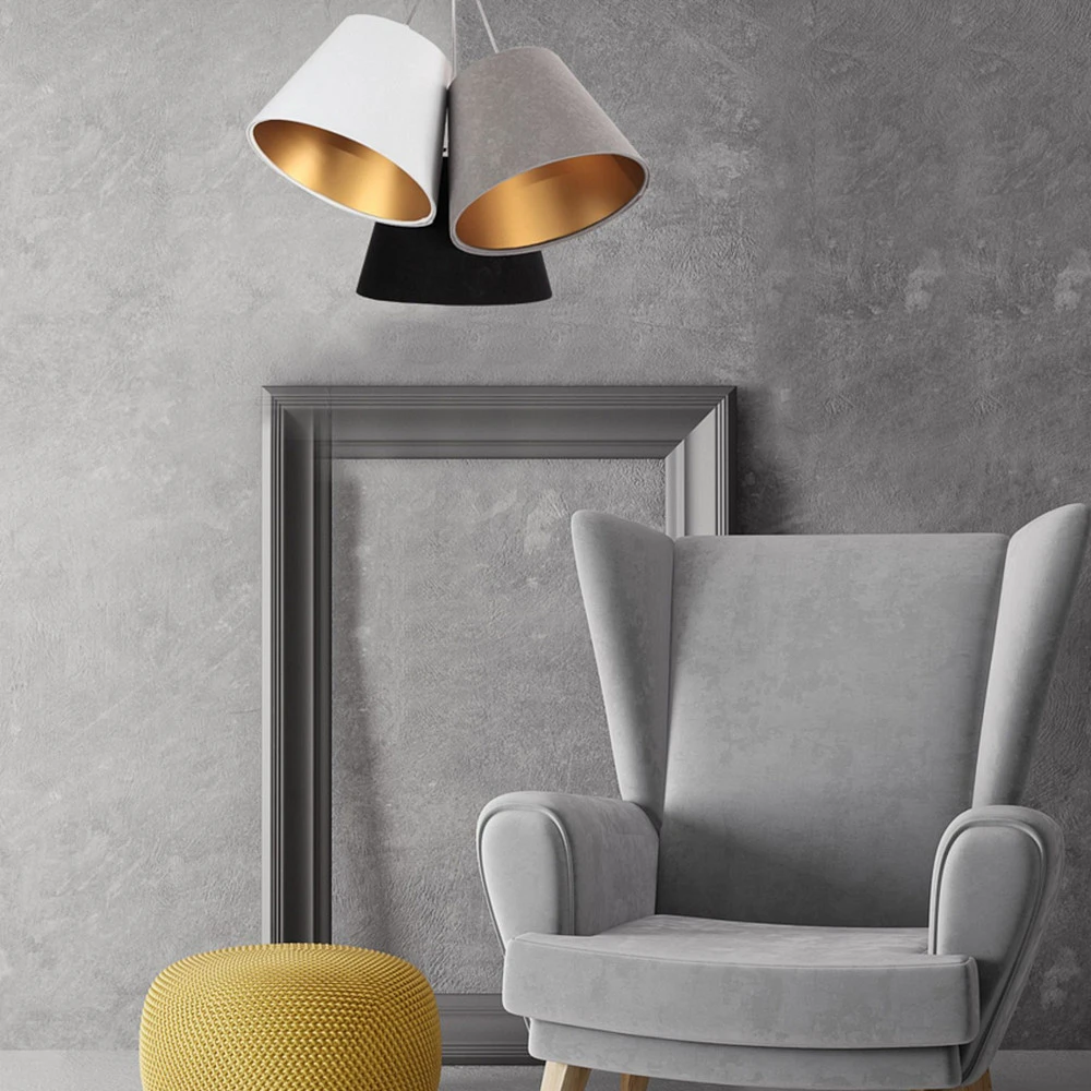 Luminaire de plafond design contemporain Suspension Zsofia à 3 lampes blanc/gris/noir/or