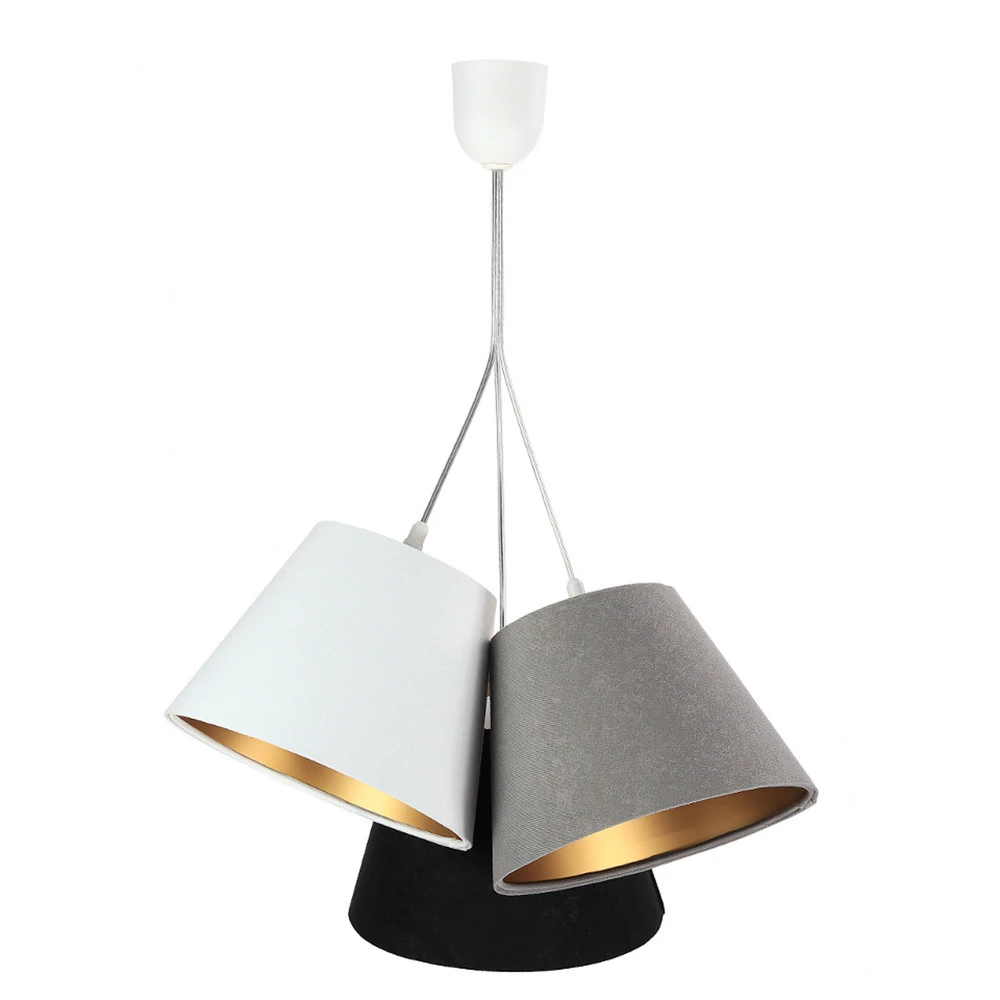 Luminaire de plafond design contemporain Suspension Zsofia à 3 lampes blanc/gris/noir/or