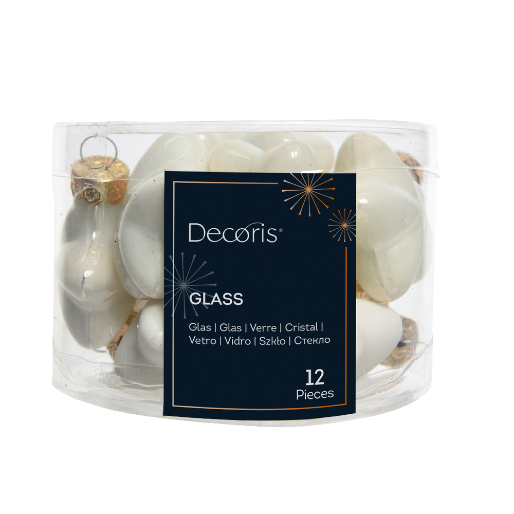 Luminaire de plafond design contemporain Suspensions de Noël : 12 étoiles en verre émaillé et mat blanc H.4cm