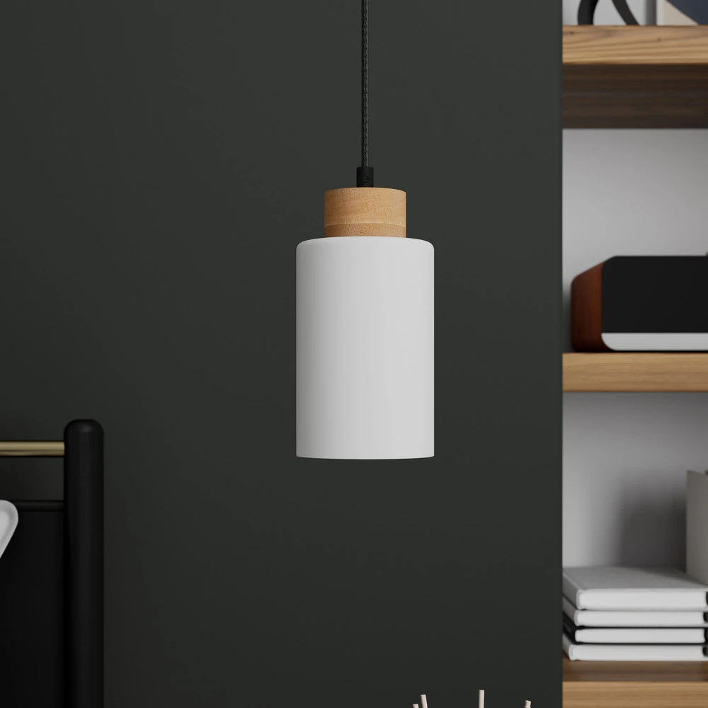Luminaire de plafond à diffusion uniforme Envostar Talia suspension, chêne/blanc, 1 lampe