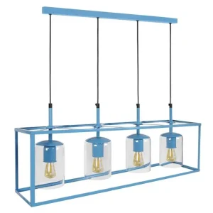 Luminaire de plafond à diffusion uniforme HESSE - Lustre poutre métal bleu