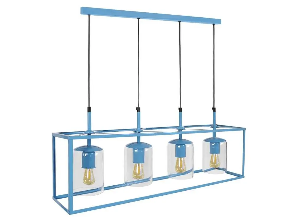 Luminaire de plafond à diffusion uniforme HESSE - Lustre poutre métal bleu