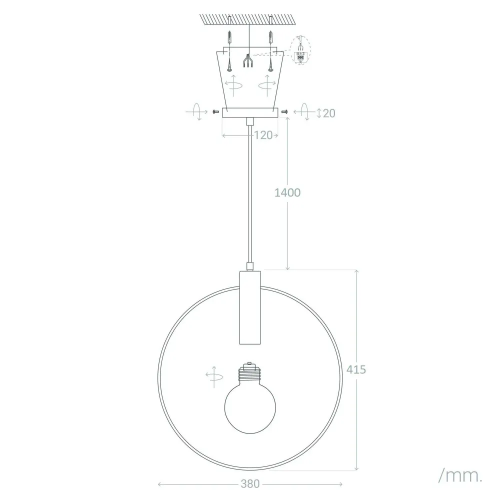 Luminaire de plafond à diffusion uniforme Lampe suspendue en métal avec éclairage LED intégré Otos
