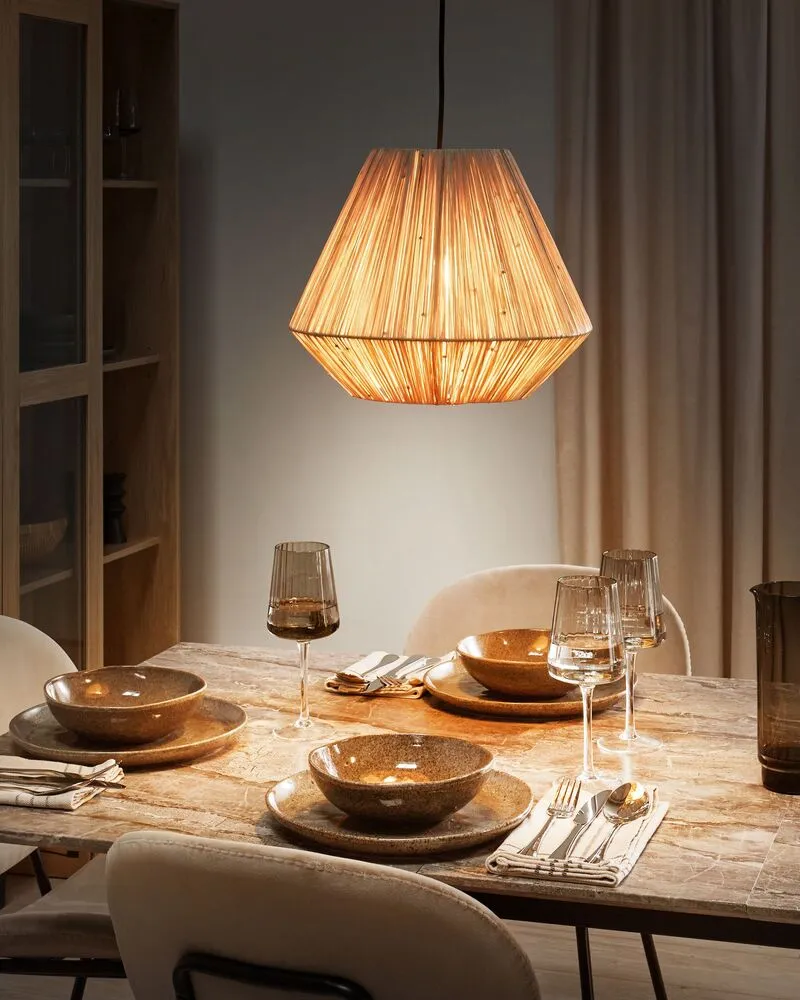 Luminaire de plafond à diffusion uniforme Lampe suspendue en paille naturel DAMIT
