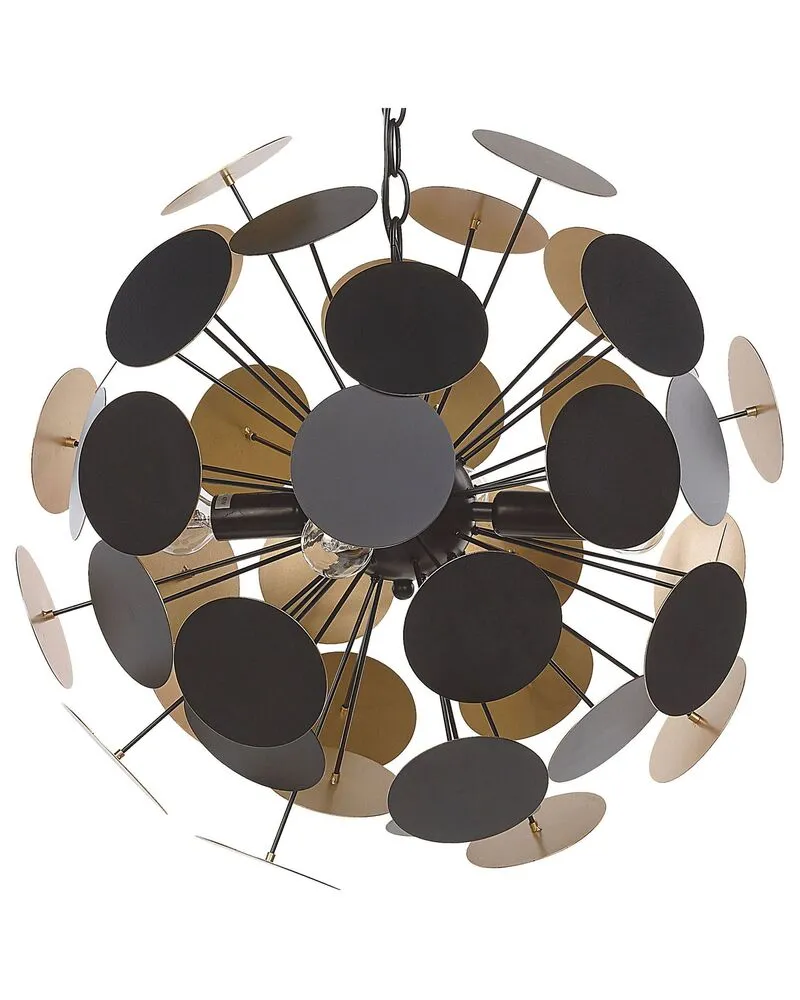 Luminaire de plafond à diffusion uniforme Lampe suspension design noire et dorée MARITSA