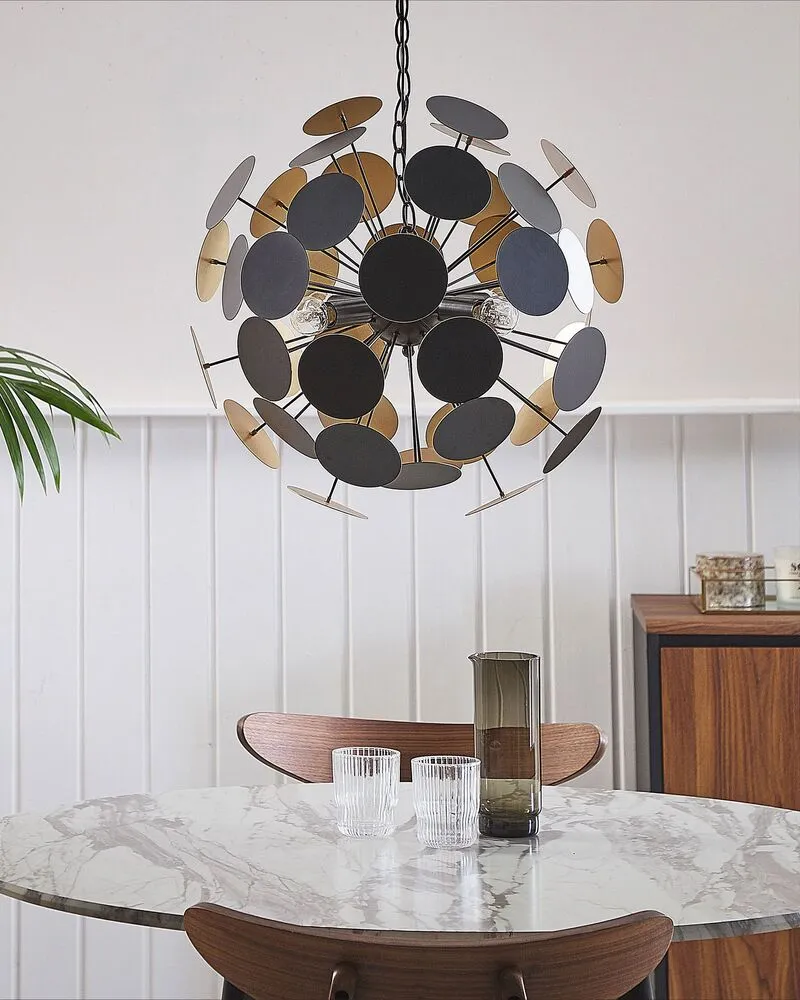 Luminaire de plafond à diffusion uniforme Lampe suspension design noire et dorée MARITSA