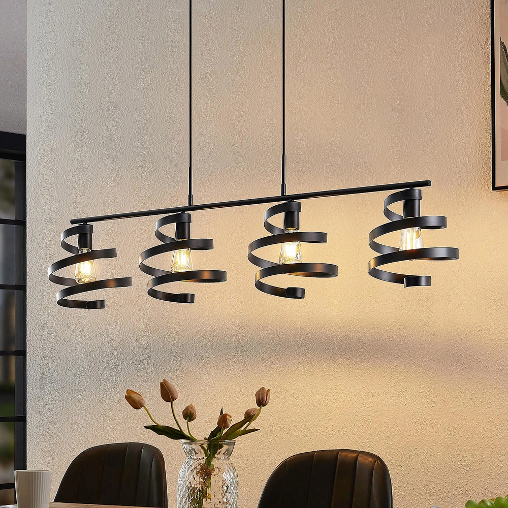 Luminaire de plafond à diffusion uniforme Lindby Colten suspension, à 4 lampes, noire