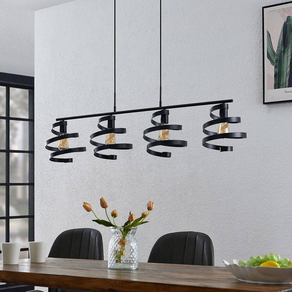 Luminaire de plafond à diffusion uniforme Lindby Colten suspension, à 4 lampes, noire