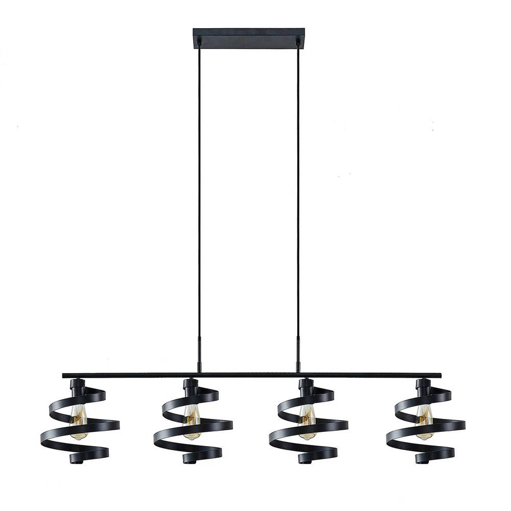 Luminaire de plafond à diffusion uniforme Lindby Colten suspension, à 4 lampes, noire