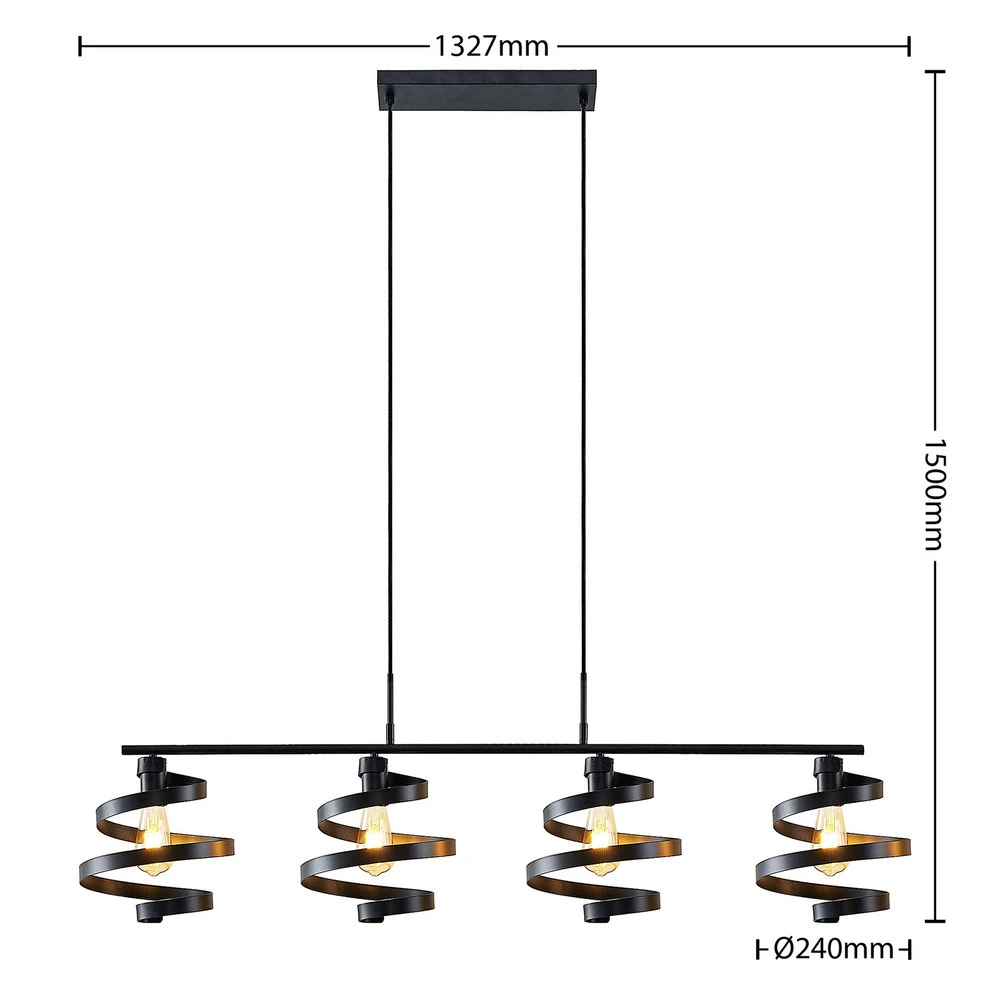 Luminaire de plafond à diffusion uniforme Lindby Colten suspension, à 4 lampes, noire