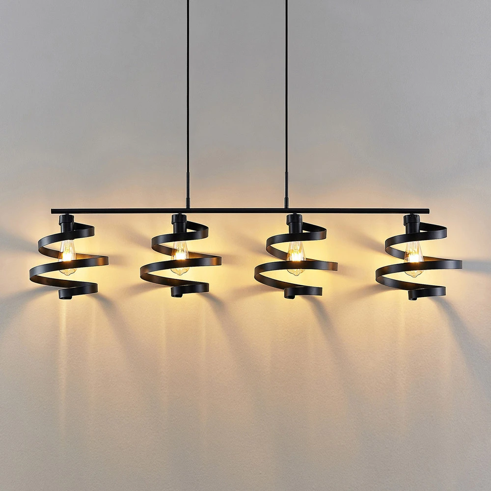 Luminaire de plafond à diffusion uniforme Lindby Colten suspension, à 4 lampes, noire