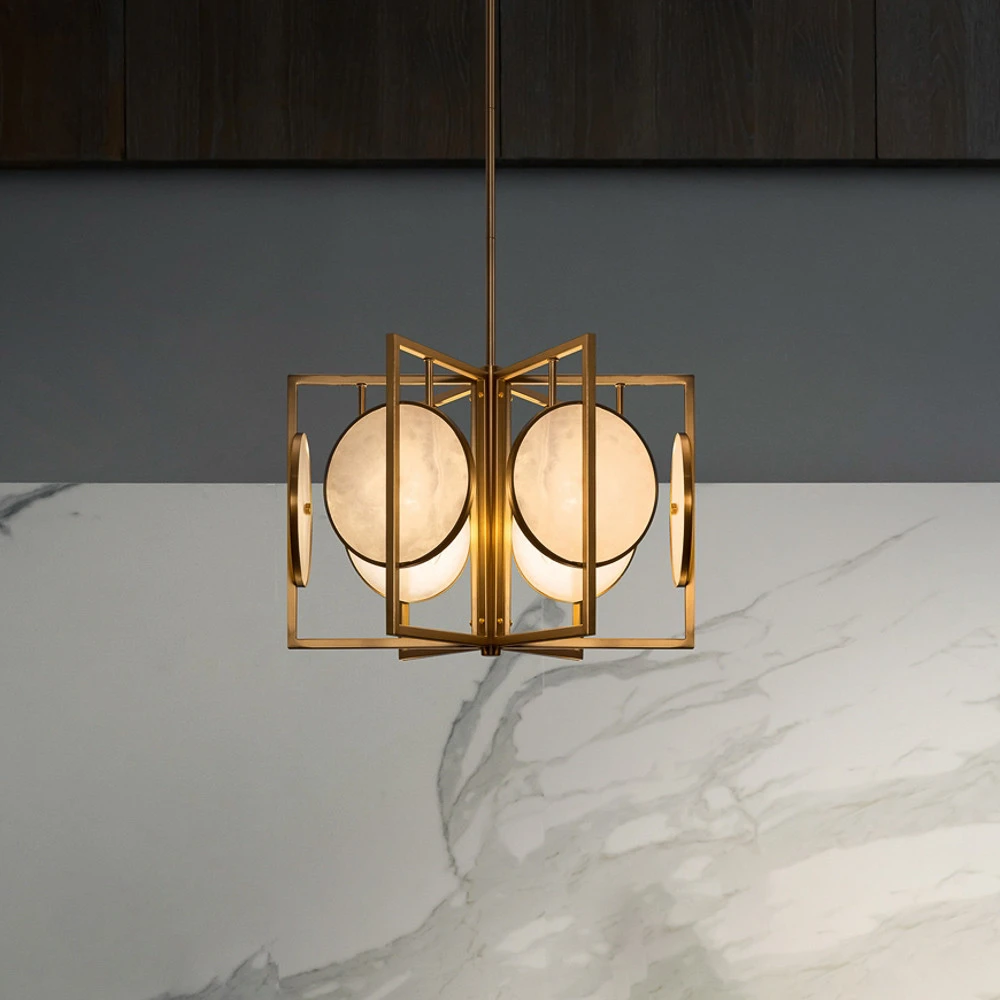 Luminaire de plafond à diffusion uniforme Maytoni Marmo suspension en doré, à 6 lampes