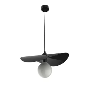 Luminaire de plafond à diffusion uniforme PIUMA Suspension, 1X E27, max 42W, métal, noir brillant, D.40cm