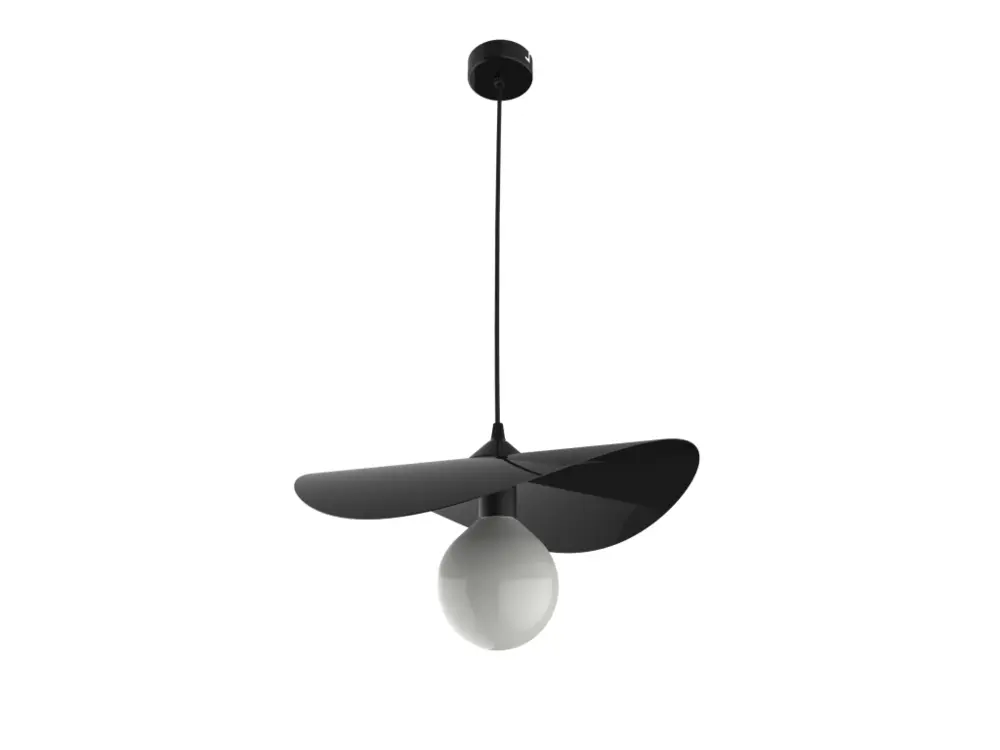 Luminaire de plafond à diffusion uniforme PIUMA Suspension, 1X E27, max 42W, métal, noir brillant, D.40cm