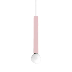 Luminaire de plafond à diffusion uniforme PURO Suspension, 1X E27, max 42W, métal, rose, D.4cm H.40cm