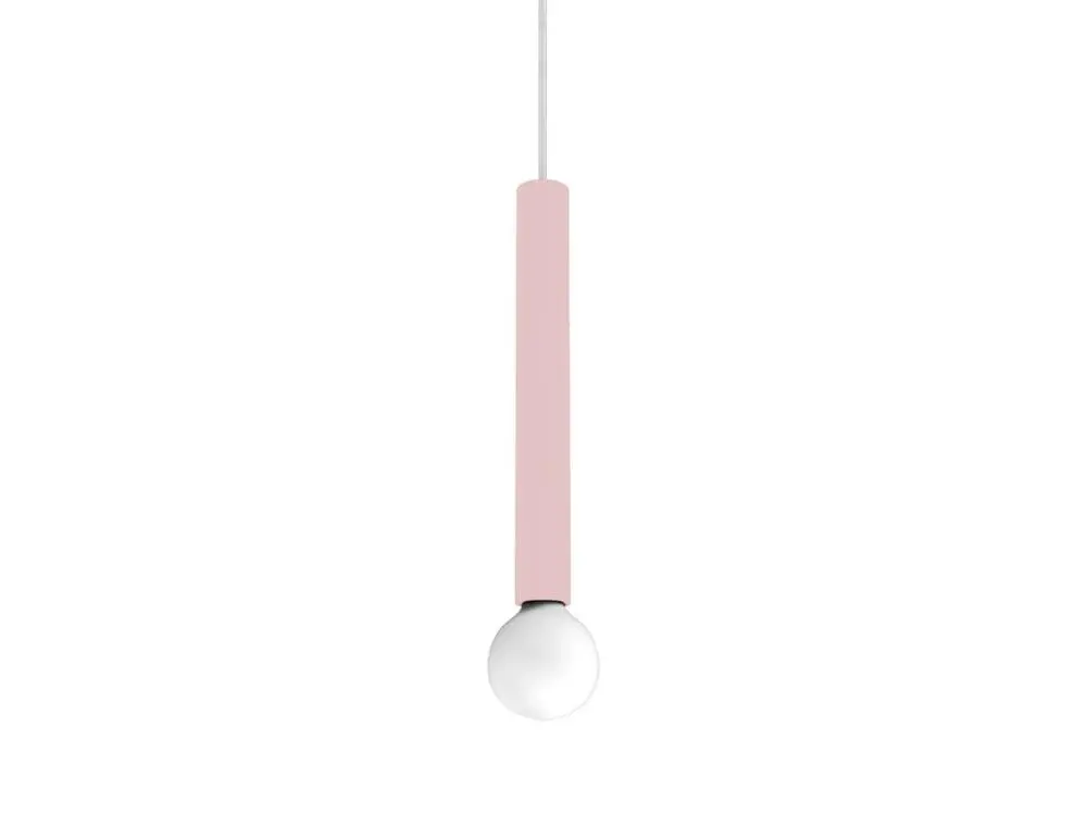 Luminaire de plafond à diffusion uniforme PURO Suspension, 1X E27, max 42W, métal, rose, D.4cm H.40cm