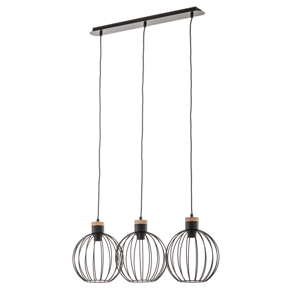 Luminaire de plafond à diffusion uniforme Suspension Barbado, à 3 lampes, noire