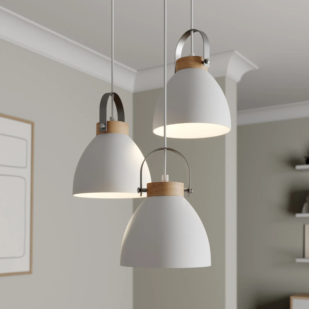 Luminaire de plafond à diffusion uniforme Suspension Bergen à 3 lampes, ronde, blanche