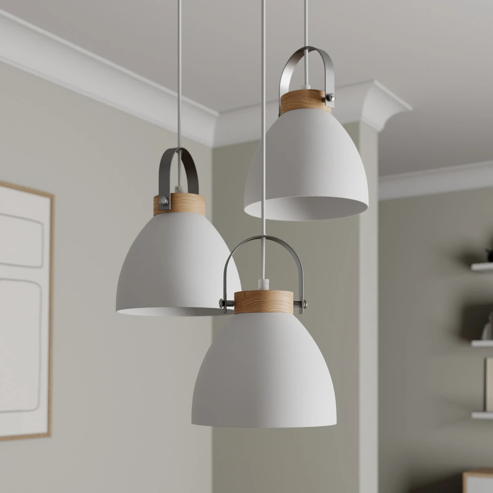 Luminaire de plafond à diffusion uniforme Suspension Bergen à 3 lampes, ronde, blanche