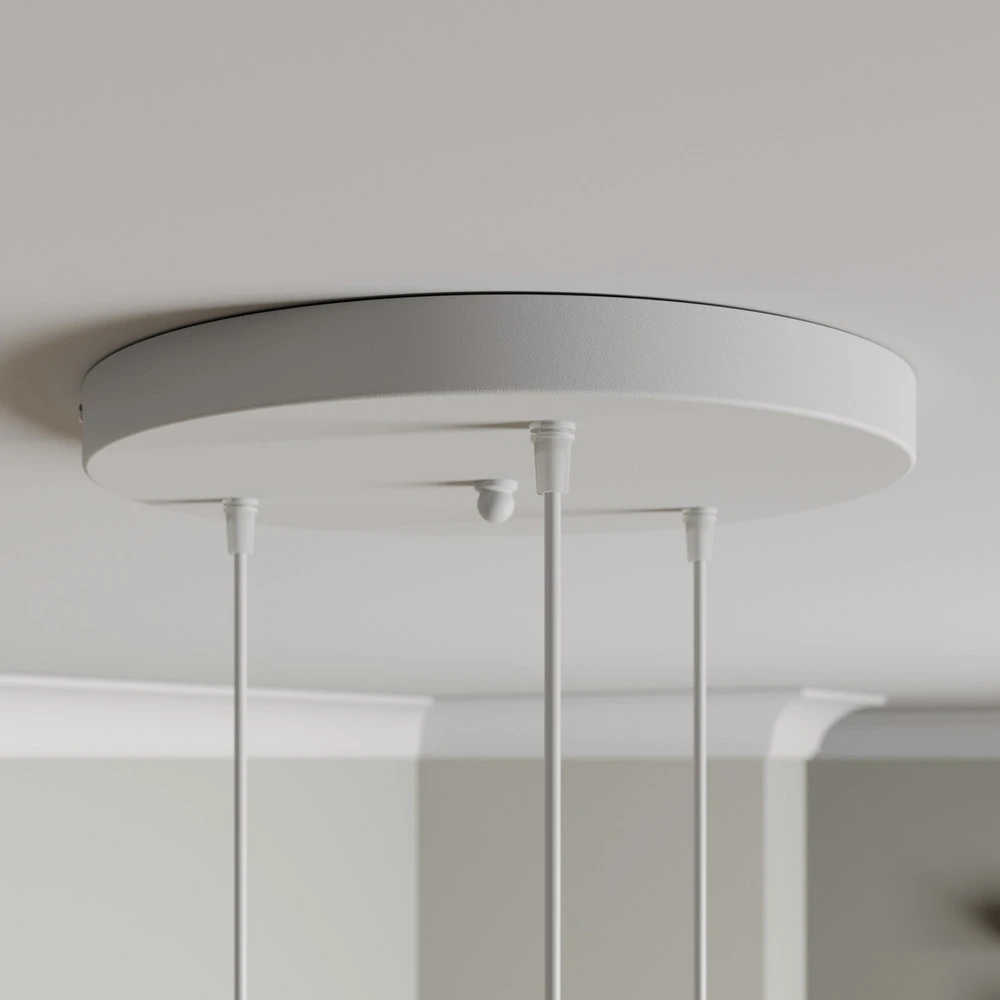 Luminaire de plafond à diffusion uniforme Suspension Bergen à 3 lampes, ronde, blanche