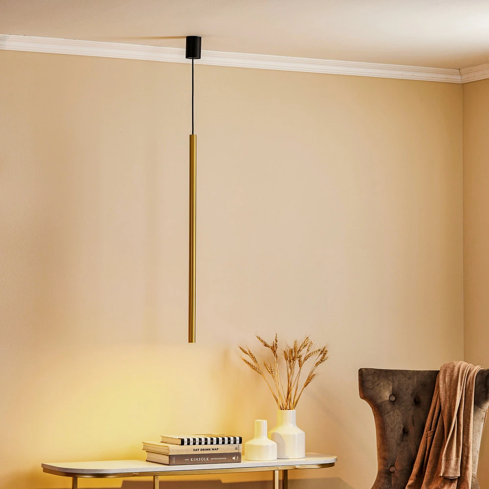 Luminaire de plafond à diffusion uniforme Suspension Laser, à 1 lampe, laiton, abat-jour 75cm