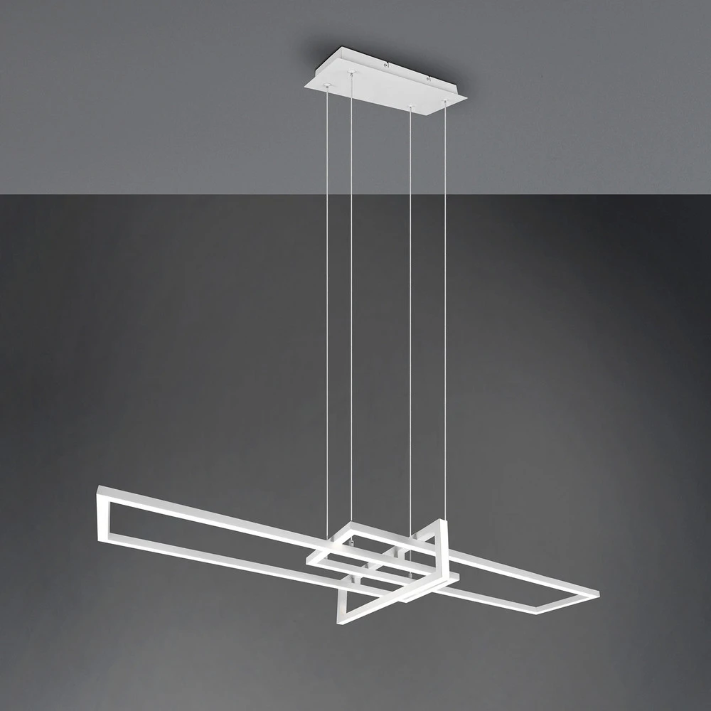 Luminaire de plafond à diffusion uniforme Suspension LED Salinas 4 000 K, blanc mat