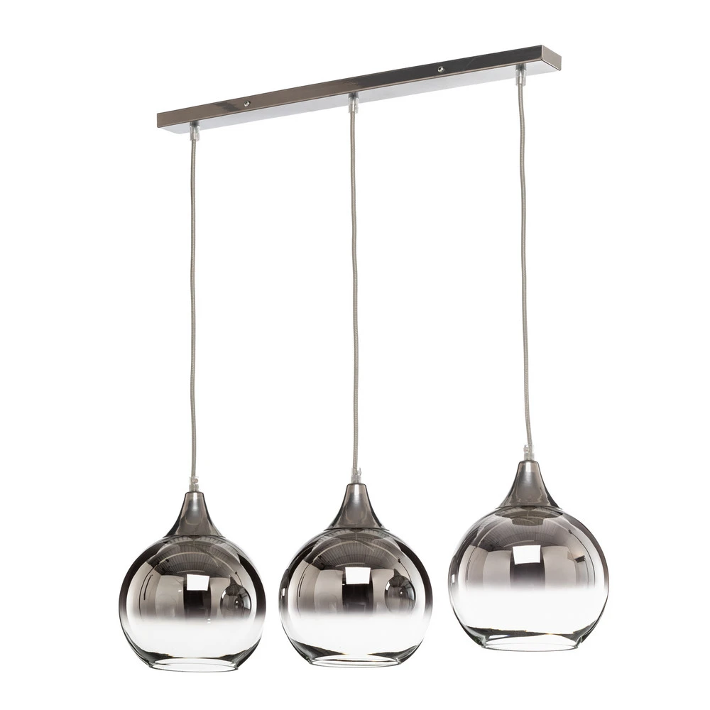 Luminaire de plafond à diffusion uniforme Suspension Monte, à 3 lampes, poutre, argentée