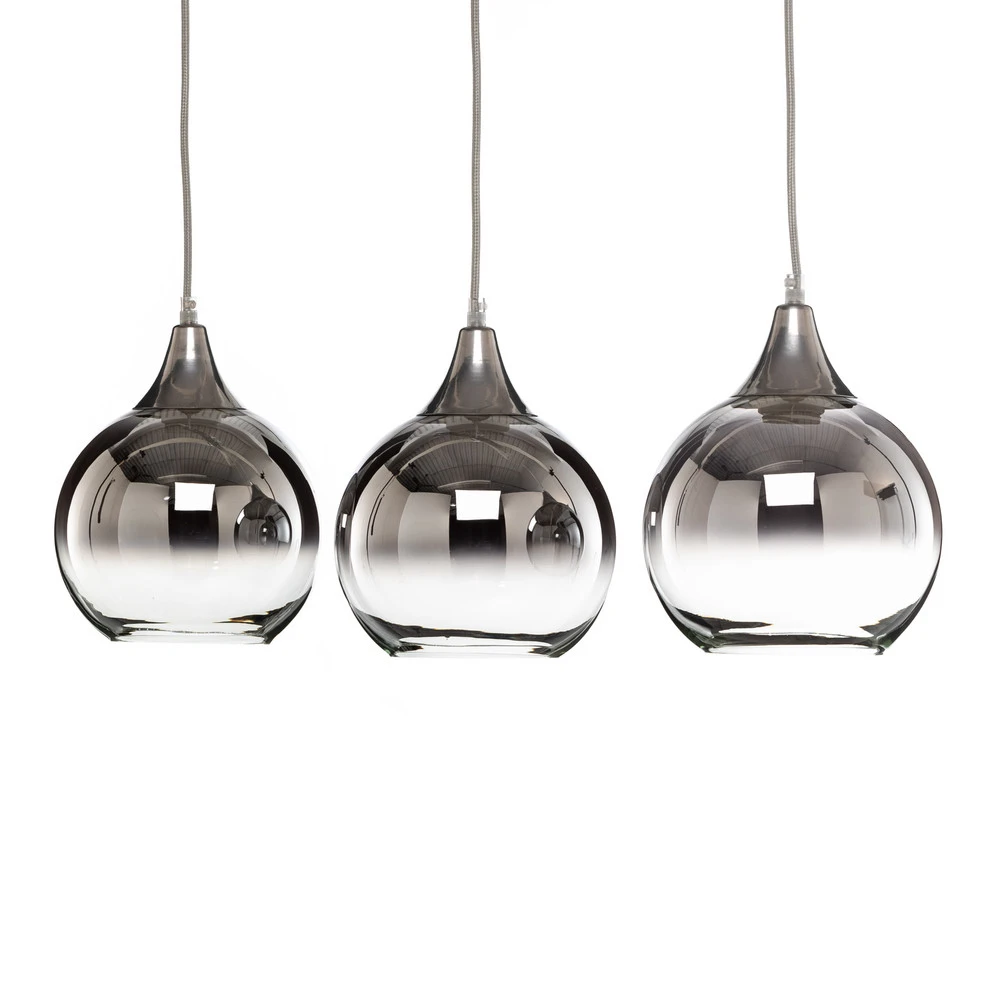 Luminaire de plafond à diffusion uniforme Suspension Monte, à 3 lampes, poutre, argentée