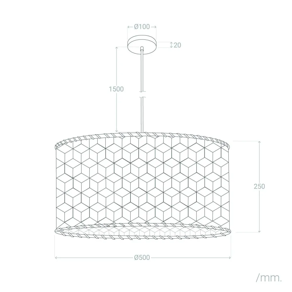 Luminaire de plafond à diffusion uniforme Suspension en rotin Naradia avec illumination LED intégrée.