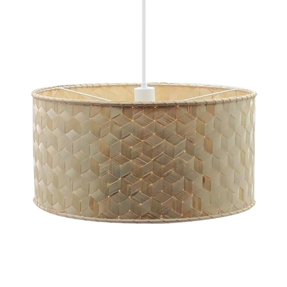 Luminaire de plafond à diffusion uniforme Suspension en rotin Naradia avec illumination LED intégrée.