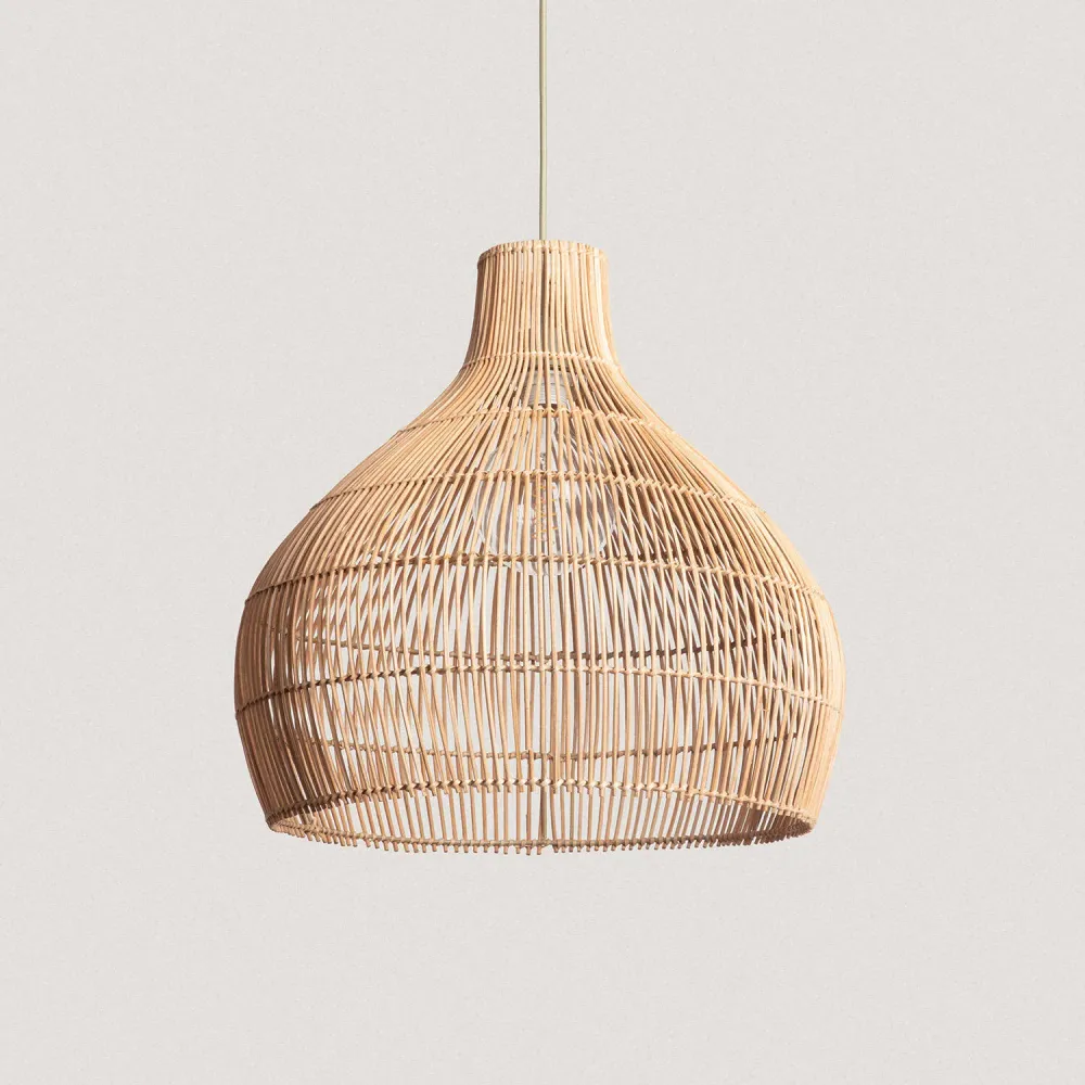 Luminaire de plafond à diffusion uniforme Suspension en rotin avec éclairage LED Kaikura-M par ILUZZIA