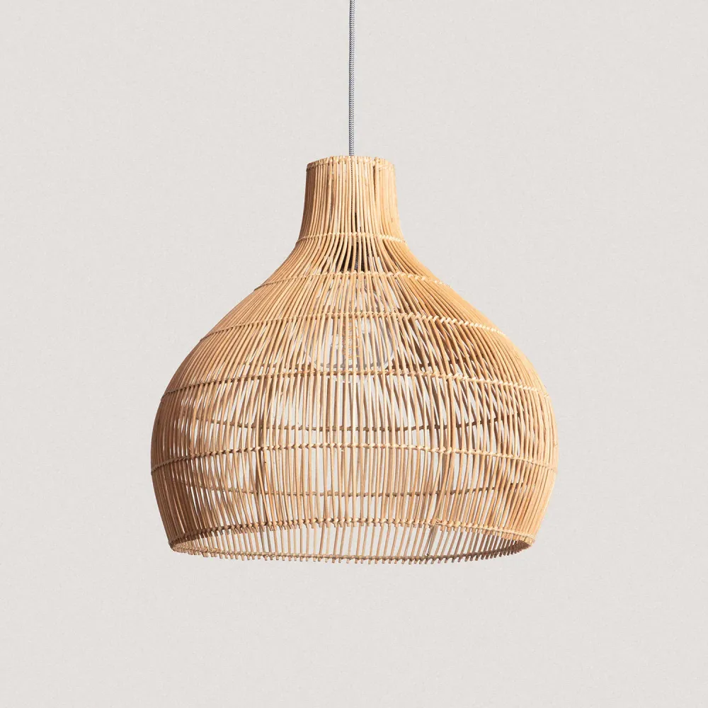 Luminaire de plafond à diffusion uniforme Suspension en rotin avec éclairage LED Kaikura-M par ILUZZIA
