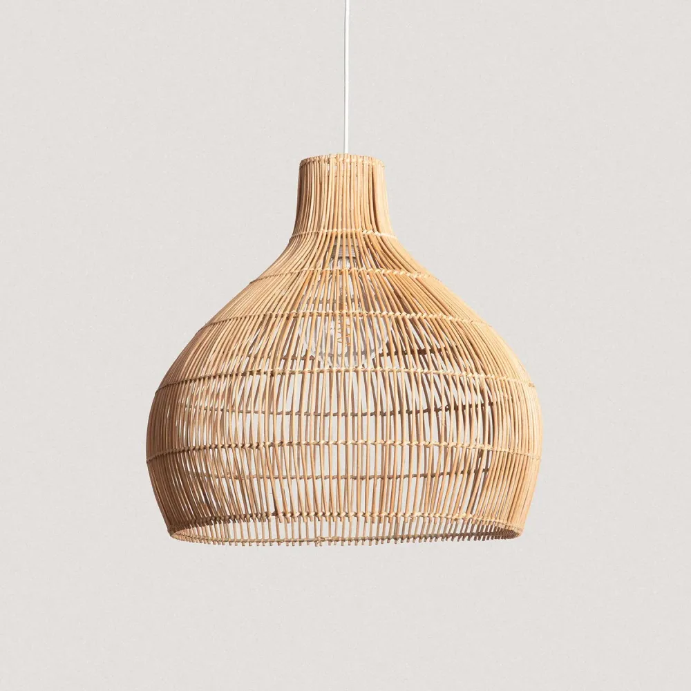 Luminaire de plafond à diffusion uniforme Suspension en rotin avec éclairage LED Kaikura-M par ILUZZIA