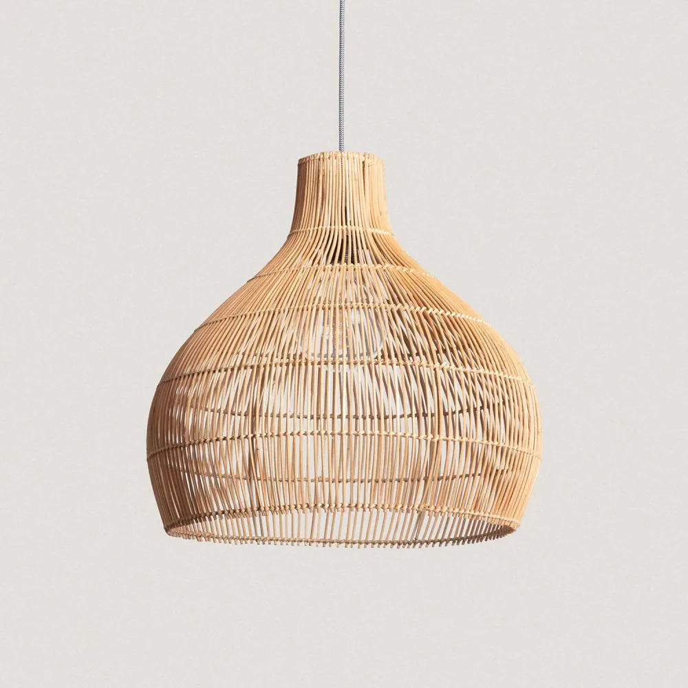 Luminaire de plafond à diffusion uniforme Suspension en rotin avec éclairage LED Kaikura-M par ILUZZIA