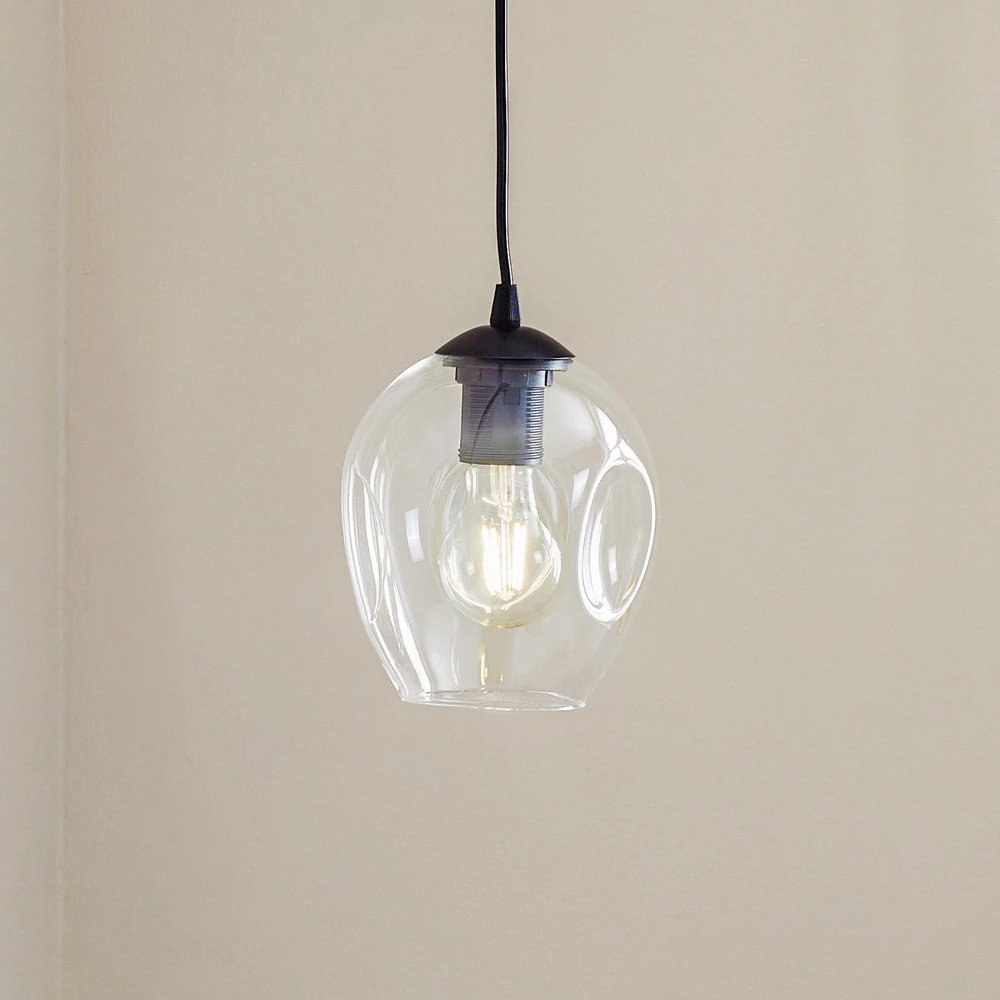 Luminaire de plafond à diffusion uniforme Suspension Starla 1 lampe, verre diaphane