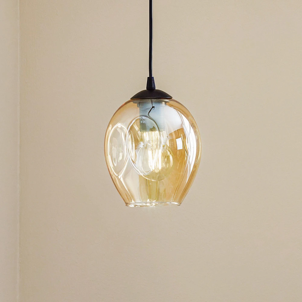Luminaire de plafond à diffusion uniforme Suspension Starla 1 lampe, verre ambré