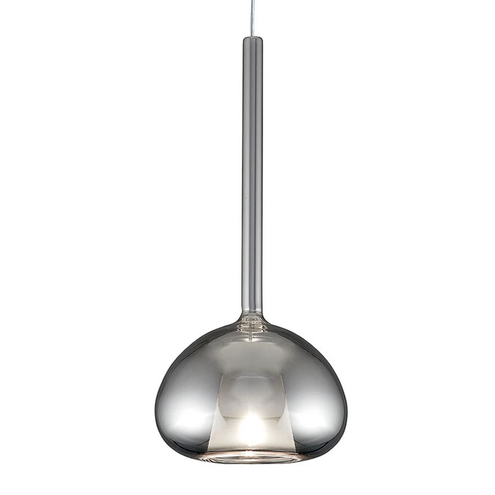 Luminaire de plafond à diffusion uniforme Suspension en verre Beba à 1 lampe en chromé