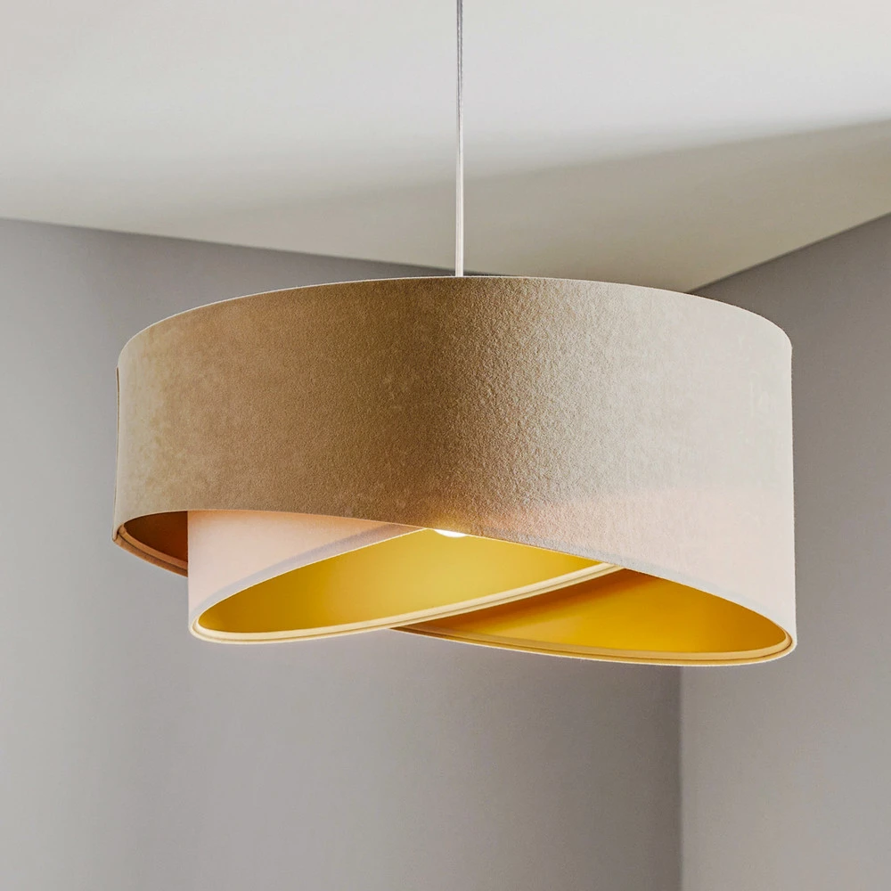 Luminaire de plafond à diffusion uniforme Suspension Vivien, tricolore, crème/blanc/or