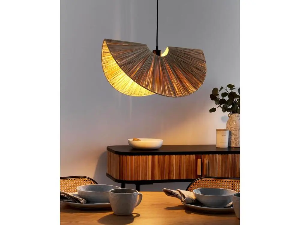 Luminaire de plafond encastrable Lampe suspension en papier ton naturel HERRON