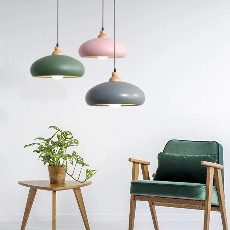 Luminaire de plafond encastrable Macaron Hat éclairage suspendu métal 1 tête plafonnier en gris/rose/vert pour salon