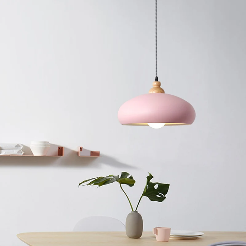 Luminaire de plafond encastrable Macaron Hat éclairage suspendu métal 1 tête plafonnier en gris/rose/vert pour salon