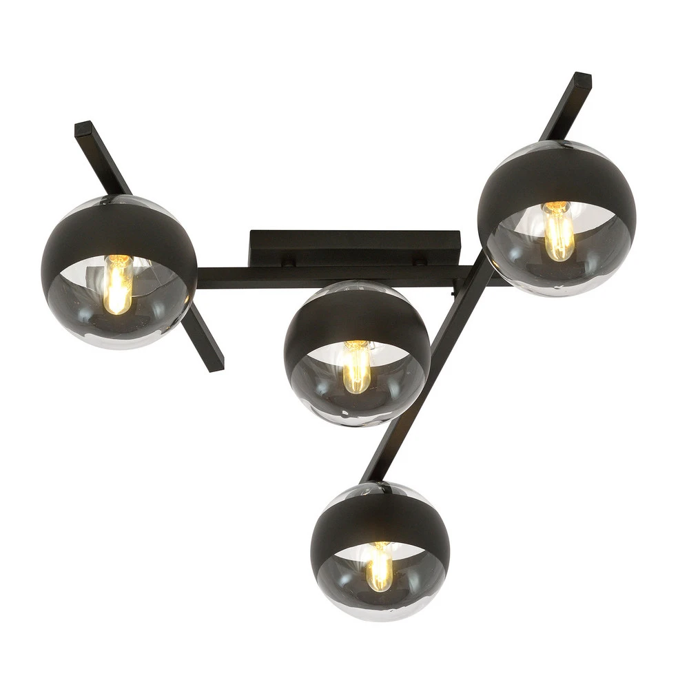 Luminaire de plafond encastrable Plafonnier Évolué, noir/évident, à 4 lampes