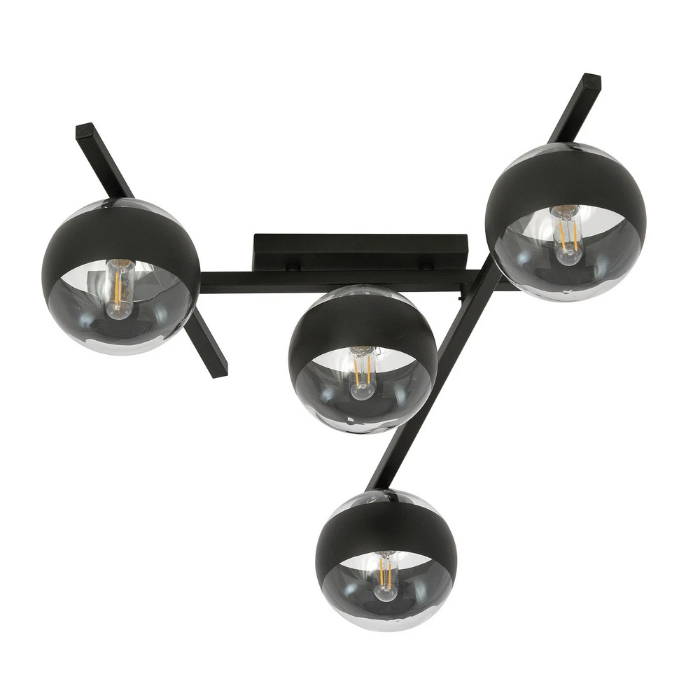 Luminaire de plafond encastrable Plafonnier Évolué, noir/évident, à 4 lampes
