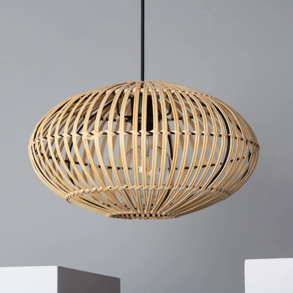 Luminaire de plafond encastrable Suspension en bambou Atamach avec éclairage LED intégré