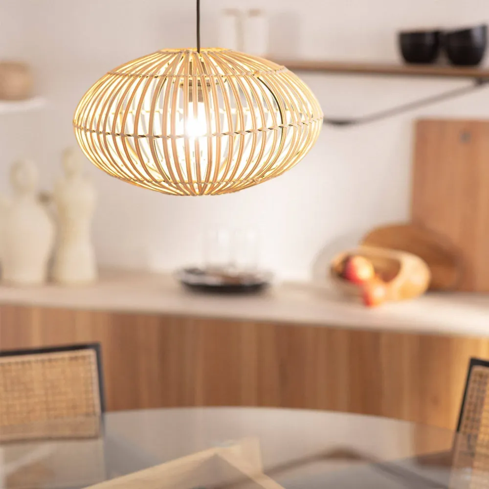 Luminaire de plafond encastrable Suspension en bambou Atamach avec éclairage LED intégré